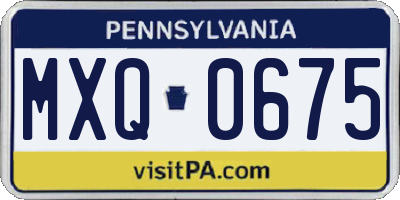 PA license plate MXQ0675