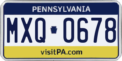 PA license plate MXQ0678