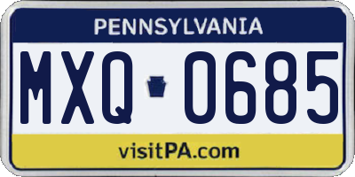 PA license plate MXQ0685