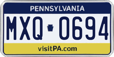 PA license plate MXQ0694