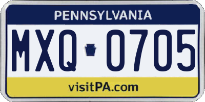 PA license plate MXQ0705