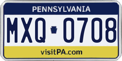 PA license plate MXQ0708