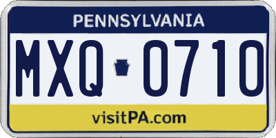 PA license plate MXQ0710
