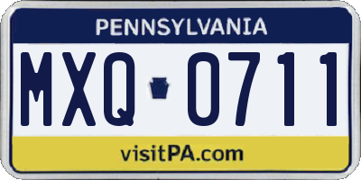 PA license plate MXQ0711