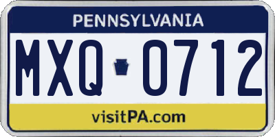 PA license plate MXQ0712