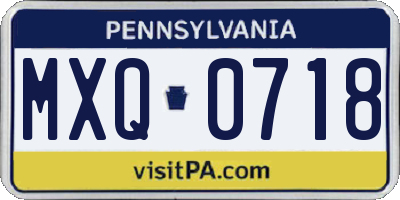 PA license plate MXQ0718