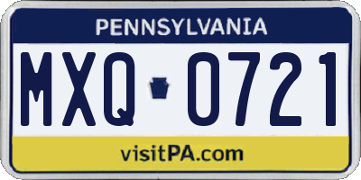 PA license plate MXQ0721