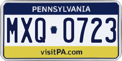 PA license plate MXQ0723