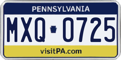 PA license plate MXQ0725