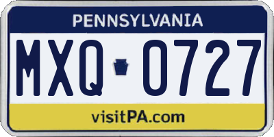 PA license plate MXQ0727