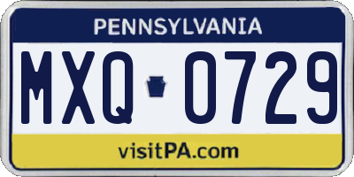 PA license plate MXQ0729
