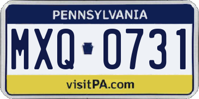 PA license plate MXQ0731