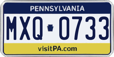 PA license plate MXQ0733