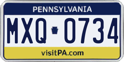 PA license plate MXQ0734