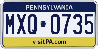 PA license plate MXQ0735