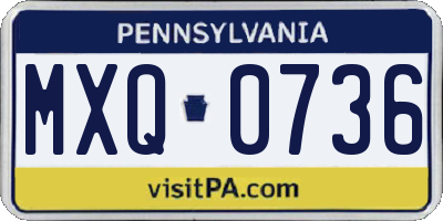 PA license plate MXQ0736