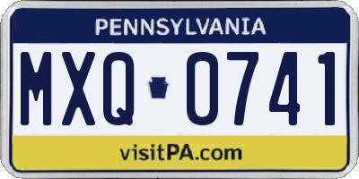 PA license plate MXQ0741