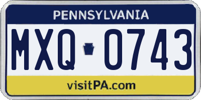 PA license plate MXQ0743
