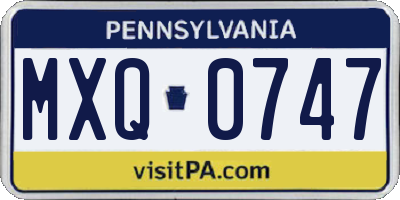 PA license plate MXQ0747