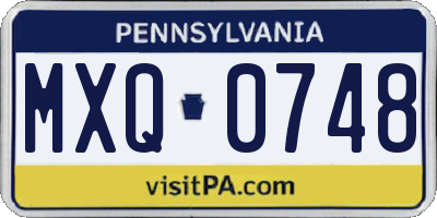 PA license plate MXQ0748