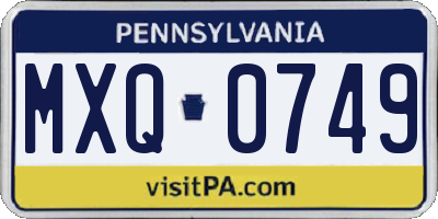 PA license plate MXQ0749