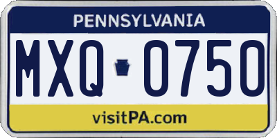 PA license plate MXQ0750