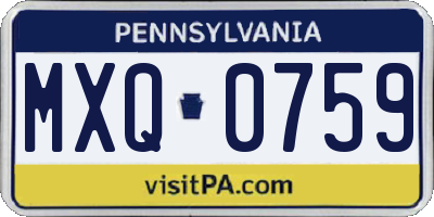 PA license plate MXQ0759