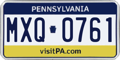 PA license plate MXQ0761