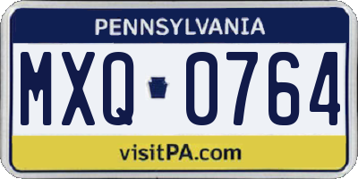 PA license plate MXQ0764