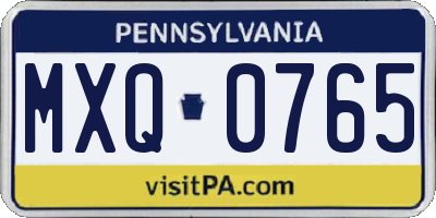PA license plate MXQ0765