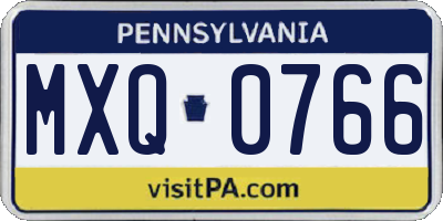 PA license plate MXQ0766