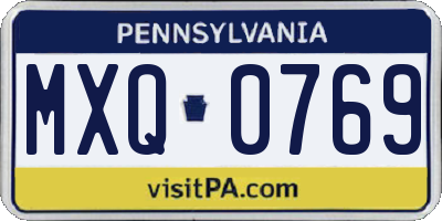 PA license plate MXQ0769
