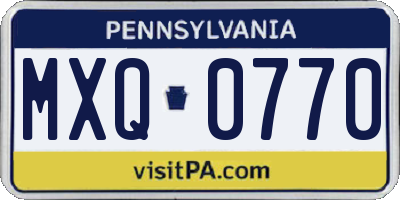 PA license plate MXQ0770