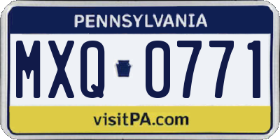 PA license plate MXQ0771