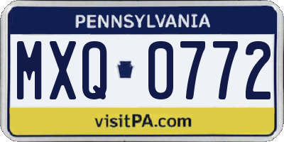 PA license plate MXQ0772