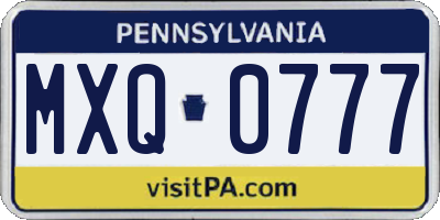 PA license plate MXQ0777