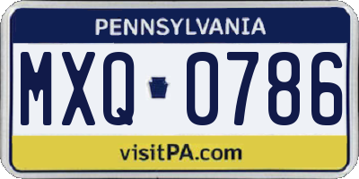 PA license plate MXQ0786