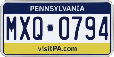 PA license plate MXQ0794