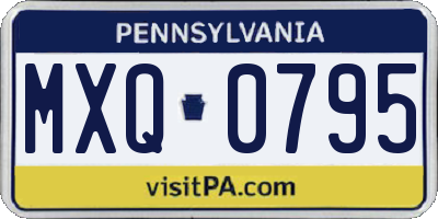 PA license plate MXQ0795