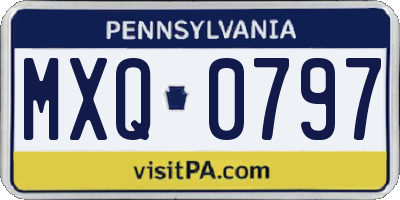 PA license plate MXQ0797
