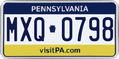 PA license plate MXQ0798