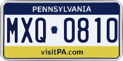 PA license plate MXQ0810