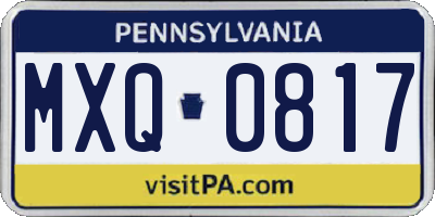 PA license plate MXQ0817