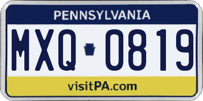 PA license plate MXQ0819