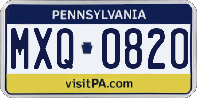 PA license plate MXQ0820
