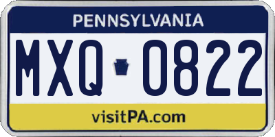 PA license plate MXQ0822