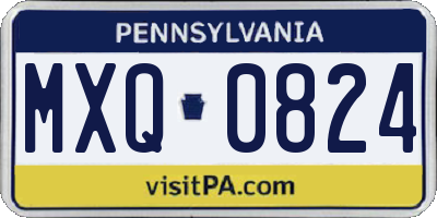 PA license plate MXQ0824