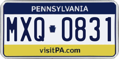 PA license plate MXQ0831