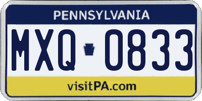 PA license plate MXQ0833