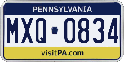 PA license plate MXQ0834